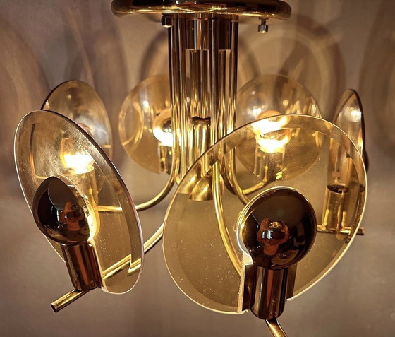 Image 1 of Lampada da soffitto in vetro fumé vintage