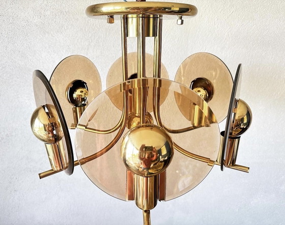 Image 1 of Lampada da soffitto in vetro fumé vintage