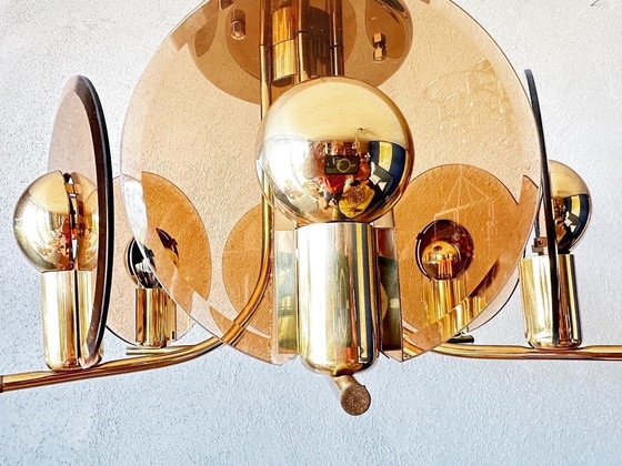 Image 1 of Lampada da soffitto in vetro fumé vintage