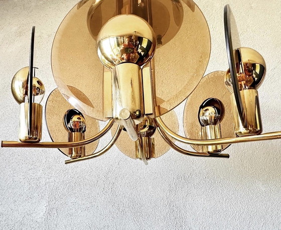 Image 1 of Lampada da soffitto in vetro fumé vintage