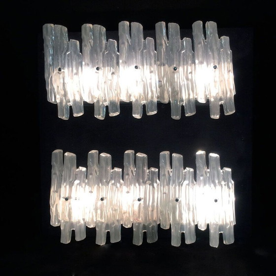 Image 1 of Pair of vintage glass sconces