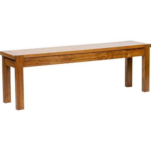 Vintage elmwood bench by Maison Seltz, France 1960