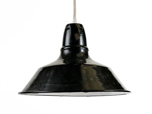 Enameled Industrial Pendant Light. France 1950S