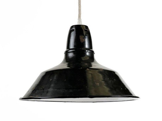 Image 1 of Enameled Industrial Pendant Light. France 1950S