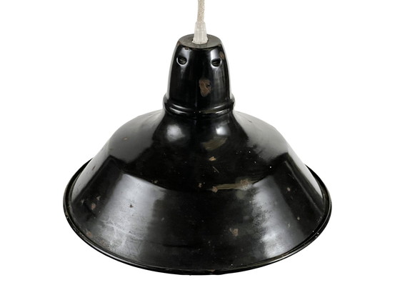 Image 1 of Enameled Industrial Pendant Light. France 1950S