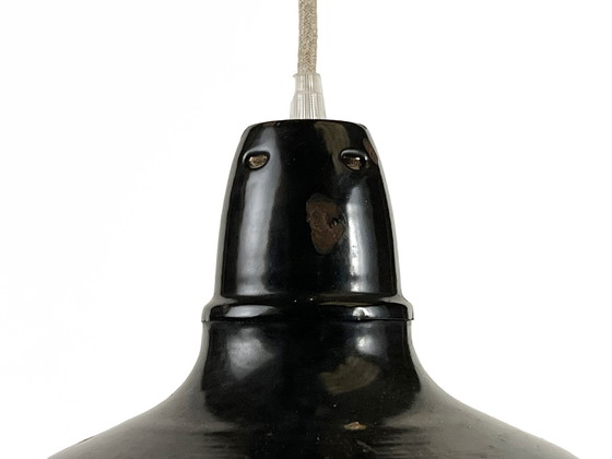 Image 1 of Enameled Industrial Pendant Light. France 1950S