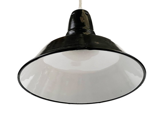 Image 1 of Enameled Industrial Pendant Light. France 1950S