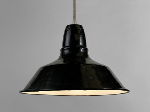 Enameled Industrial Pendant Light. France 1950S