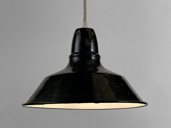 Image 1 of Enameled Industrial Pendant Light. France 1950S