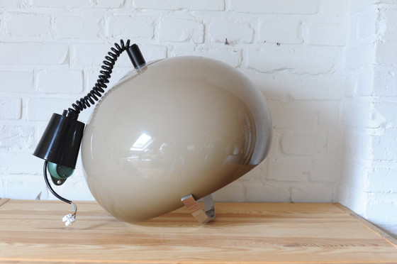 Image 1 of Vintage Brown/Beige Plexiglass 70'S Pendant Lamp With Pull Pendant And Chrome Handle