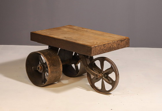 Image 1 of Mid Century Industrial Table On Wheels, 1950´S, Czechoslovakia