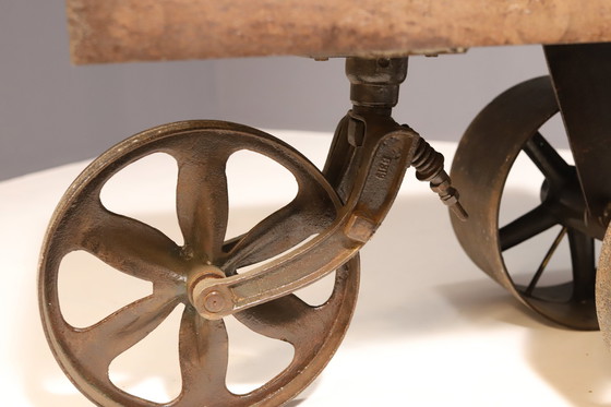 Image 1 of Mid Century Industrial Table On Wheels, 1950´S, Czechoslovakia