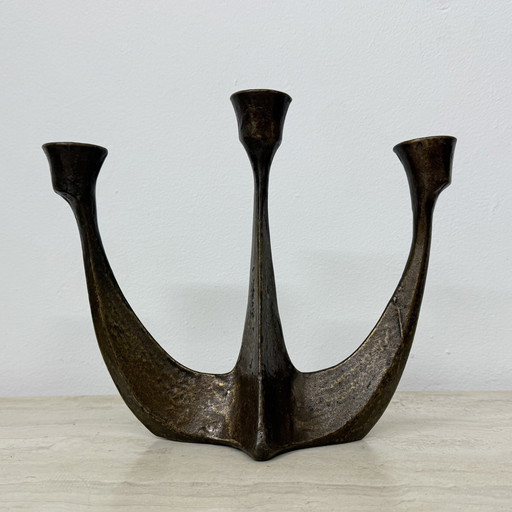 Brutalist Bronze Candle Stick By Horst Dalbeck , 1970S Germany