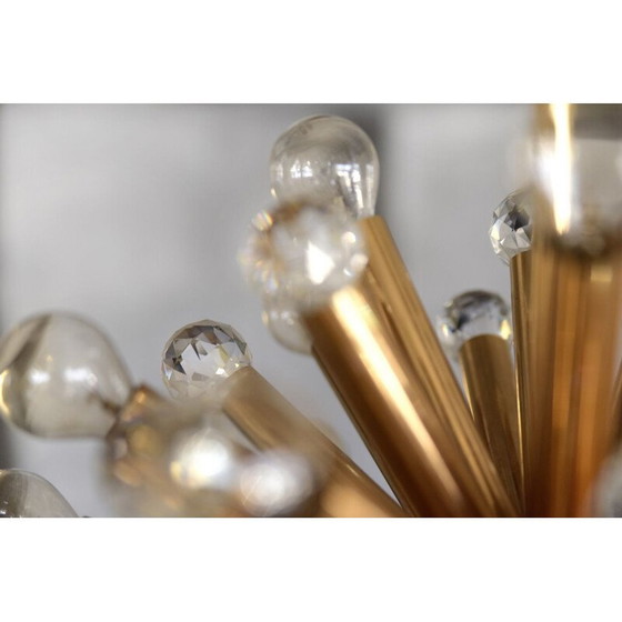 Image 1 of Vintage gilded brass chandelier with swarovski balls for Ernst Palme, Germany 1960