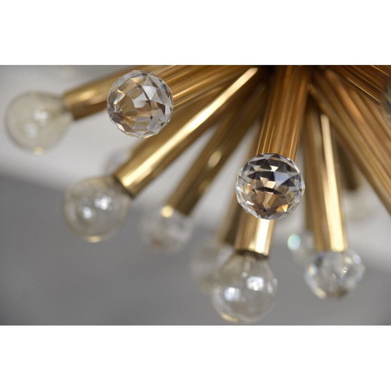 Image 1 of Vintage gilded brass chandelier with swarovski balls for Ernst Palme, Germany 1960