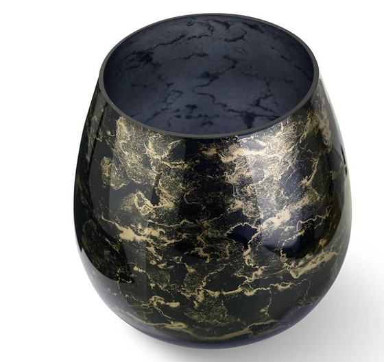 Image 1 of Vase - Verre Noir Soufflé À La Bouche