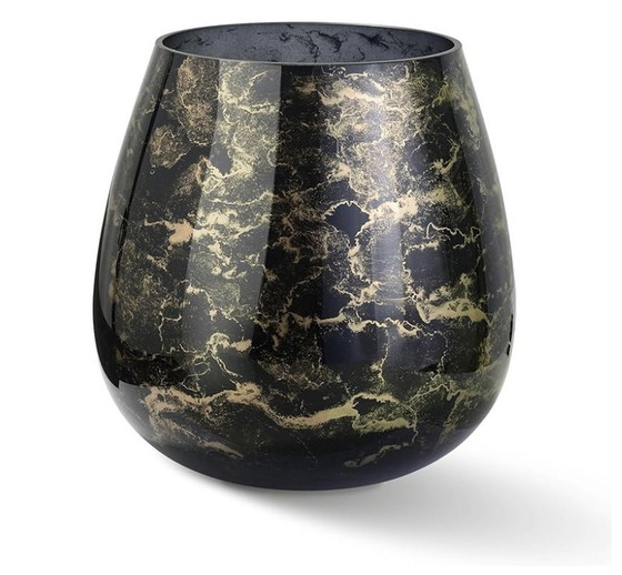 Image 1 of Vase - Verre Noir Soufflé À La Bouche