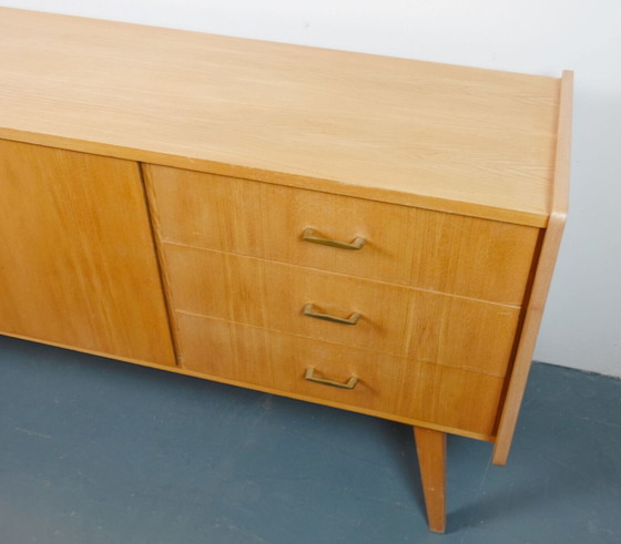 Image 1 of mid century SIDEBOARD 50s elm wood slanted legs bartels-werke