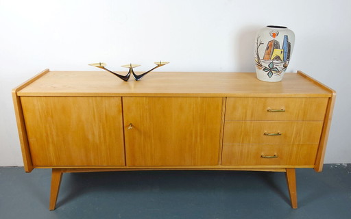 mid century SIDEBOARD 50s elm wood slanted legs bartels-werke