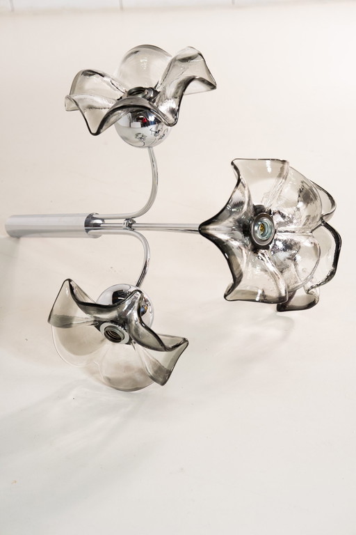 Murano glass and chrome chandelier