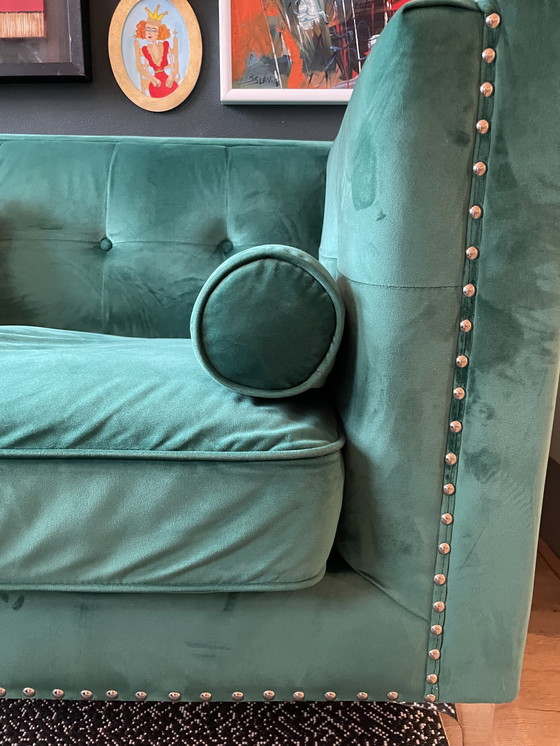 Image 1 of Green Velvet Sofa 