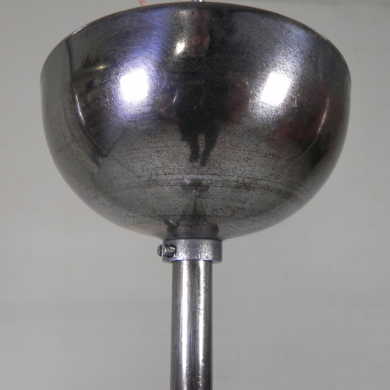 Image 1 of Old School Lamp With Large Glass Globe In Opal Glass, 1930s