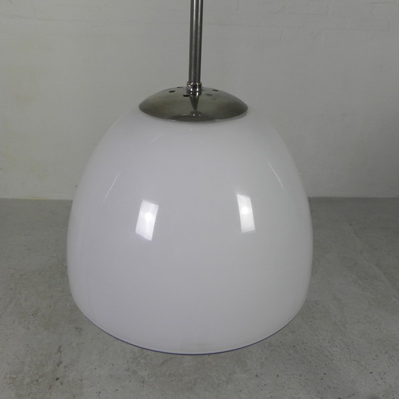 Image 1 of Old School Lamp With Large Glass Globe In Opal Glass, 1930s