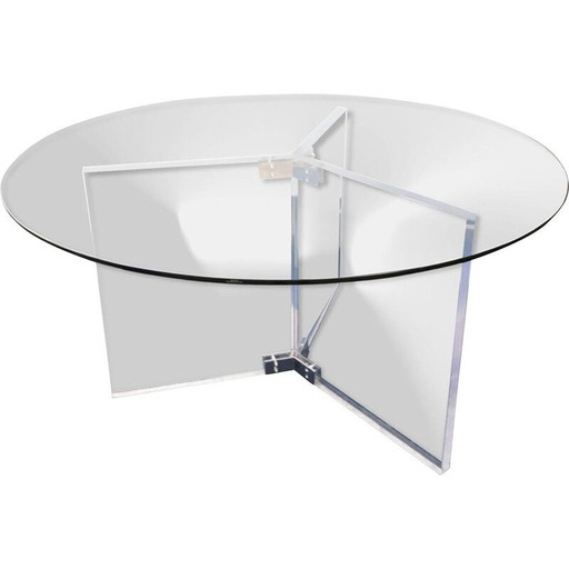 Round table vintage xl lucite and chromed glass
