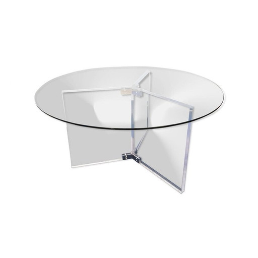 Round table vintage xl lucite and chromed glass