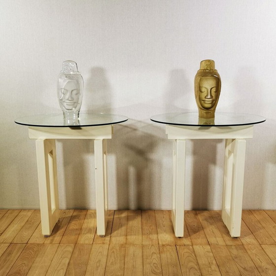 Image 1 of Pair of vintage white lacquered metal harnesses 1980s