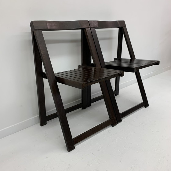 Image 1 of Set of 2 Aldo Jacober for Alberto Bazzani wooden folding chairs, 1960’s