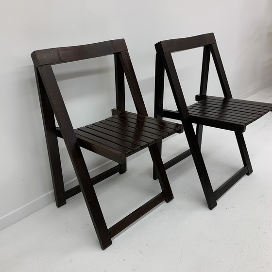 Image 1 of Set of 2 Aldo Jacober for Alberto Bazzani wooden folding chairs, 1960’s