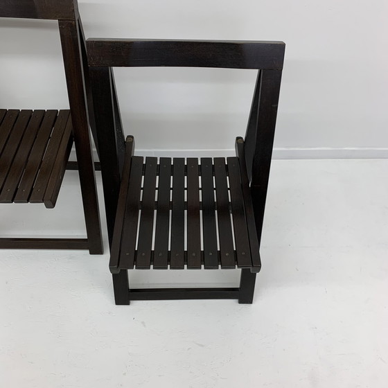 Image 1 of Set of 2 Aldo Jacober for Alberto Bazzani wooden folding chairs, 1960’s