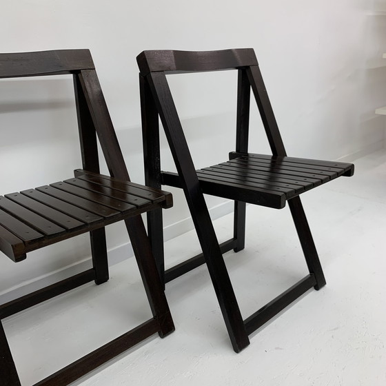 Image 1 of Set of 2 Aldo Jacober for Alberto Bazzani wooden folding chairs, 1960’s