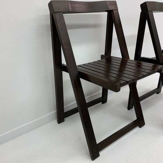 Image 1 of Set of 2 Aldo Jacober for Alberto Bazzani wooden folding chairs, 1960’s