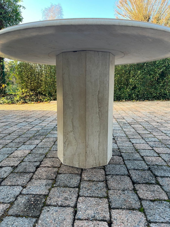 Image 1 of Round Dining Room Table In Travertine