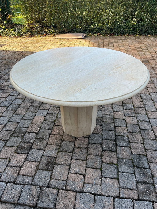 Round Dining Room Table In Travertine