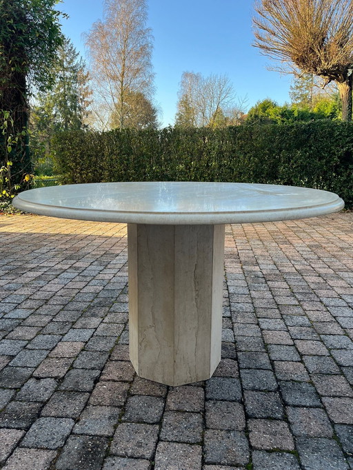 Round Dining Room Table In Travertine