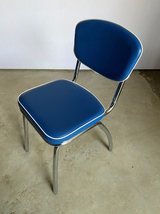 Image 1 of Sedia Skai vintage in similpelle blu elettrico anni '70