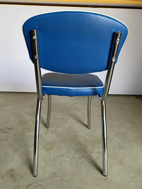 Image 1 of Sedia Skai vintage in similpelle blu elettrico anni '70