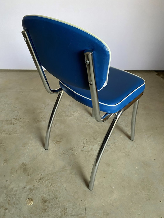 Image 1 of Sedia Skai vintage in similpelle blu elettrico anni '70