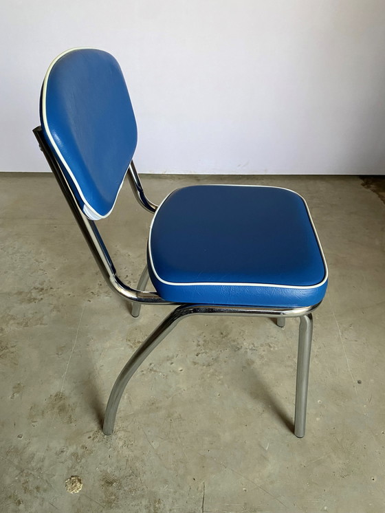 Image 1 of Sedia Skai vintage in similpelle blu elettrico anni '70