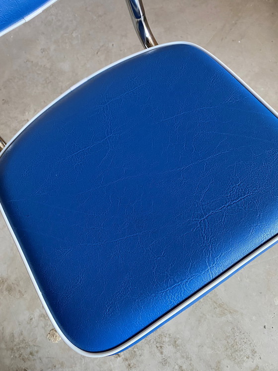 Image 1 of Sedia Skai vintage in similpelle blu elettrico anni '70