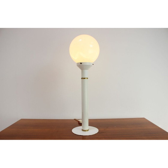 Image 1 of Vintage metal and glass table lamp, Hungary 1970