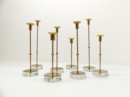 Suite Of 8 Scandinavian Candleholders Gunnar Ander For Ystad Metall 1960