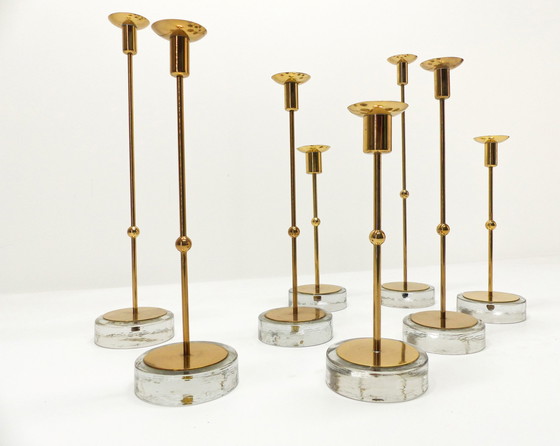 Image 1 of Suite Of 8 Scandinavian Candleholders Gunnar Ander For Ystad Metall 1960