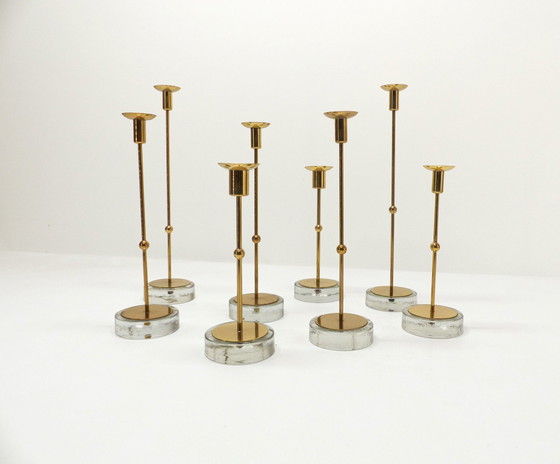 Image 1 of Suite Of 8 Scandinavian Candleholders Gunnar Ander For Ystad Metall 1960