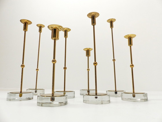 Image 1 of Suite Of 8 Scandinavian Candleholders Gunnar Ander For Ystad Metall 1960