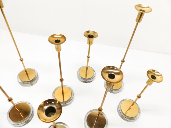 Image 1 of Suite Of 8 Scandinavian Candleholders Gunnar Ander For Ystad Metall 1960