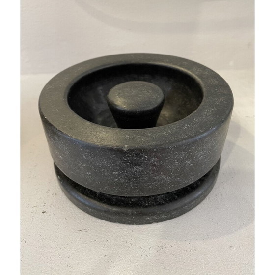 Image 1 of Vintage black marble ashtray by Angelo Mangiarotti Italy 1970s